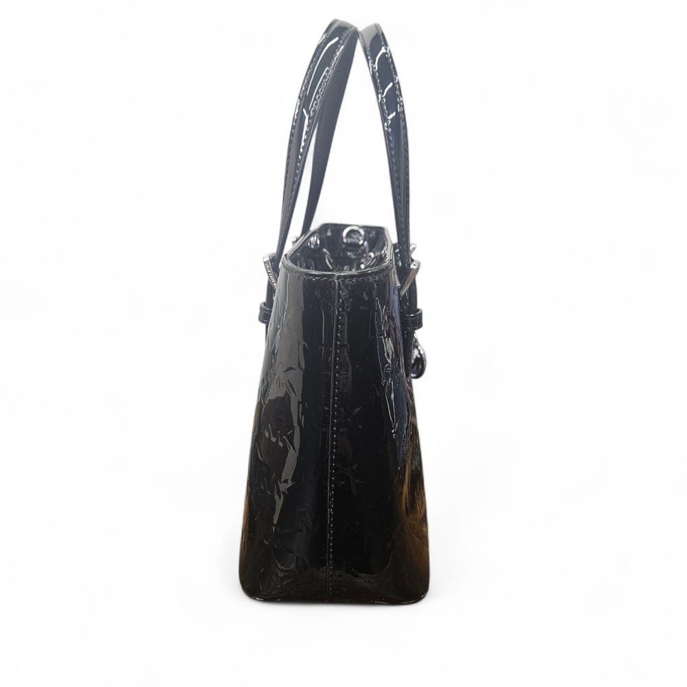 Michael Kors Jet Set Small Metallic Logo Debossed Convertible Tote Bag Black - Picture 5 of 14